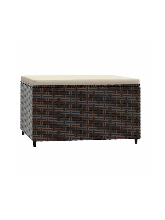 Gartenhocker Würfel Außeneinsatz Rattan mit Braunen Kissen 2Stücke 55x55x31cm