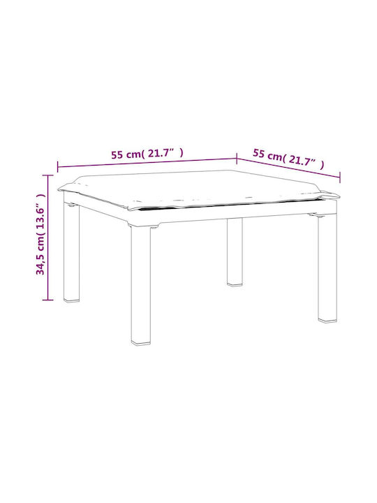 Metallischer Gartenhocker Würfel Außeneinsatz mit Kissen Schwarz 55x55x30cm