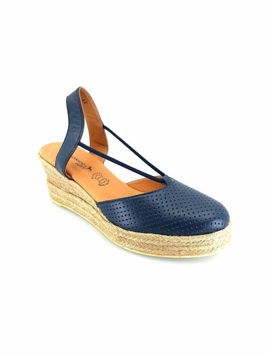 Boxer Anatomic Women's Leather Ankle Strap Platforms Blue