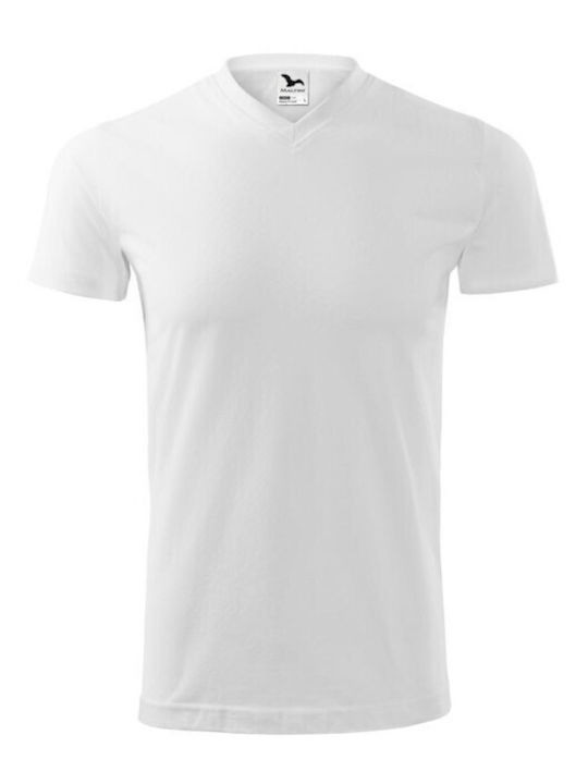 Adler Heavy Vneck Ανδρικό Διαφημιστικό T-shirt Κοντομάνικο σε Λευκό Χρώμα