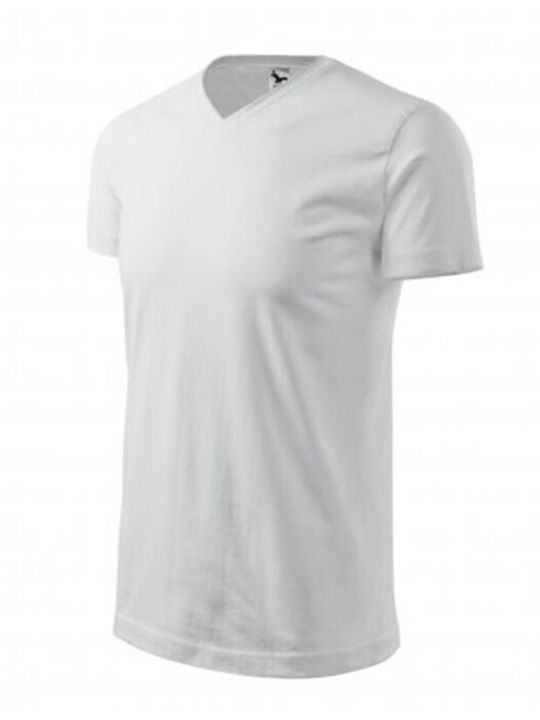 Adler Heavy Vneck Ανδρικό Διαφημιστικό T-shirt Κοντομάνικο σε Λευκό Χρώμα
