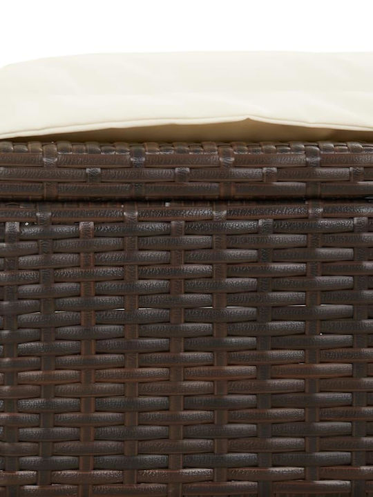 Liegestuhl-Bett Doppel Rattan mit Kissen & Sonnenschirm Braun 213x118x97cm.