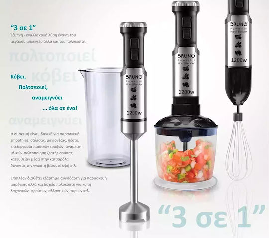 Bruno Hand Blender with Inox Rod 1200W Silver