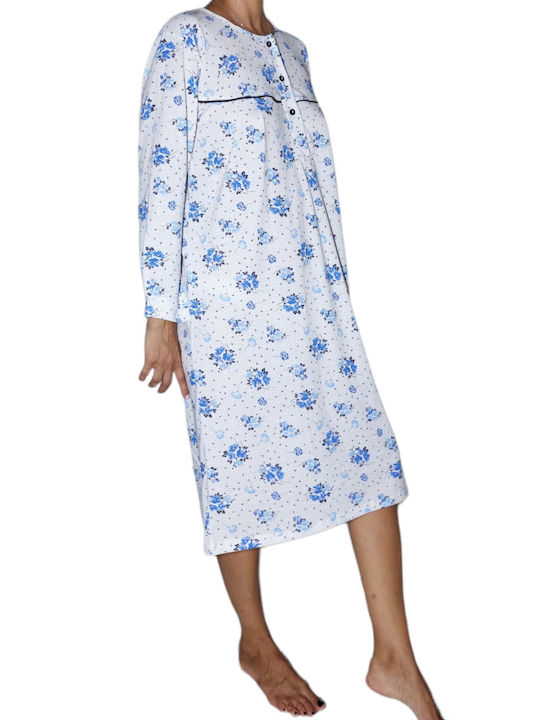 Nina Club Summer Cotton Women's Nightdress Blue