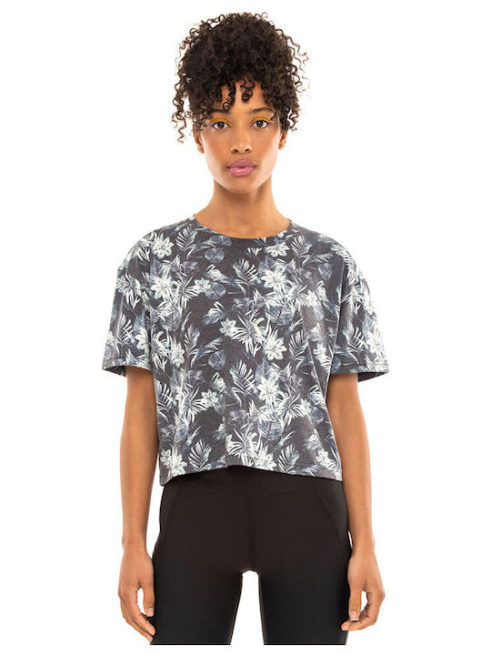 Women's Crop T-shirt Floral Black