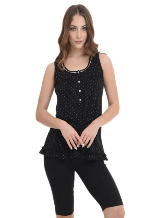 Women's Pajama Zen By Daisy Polka Dots - Black