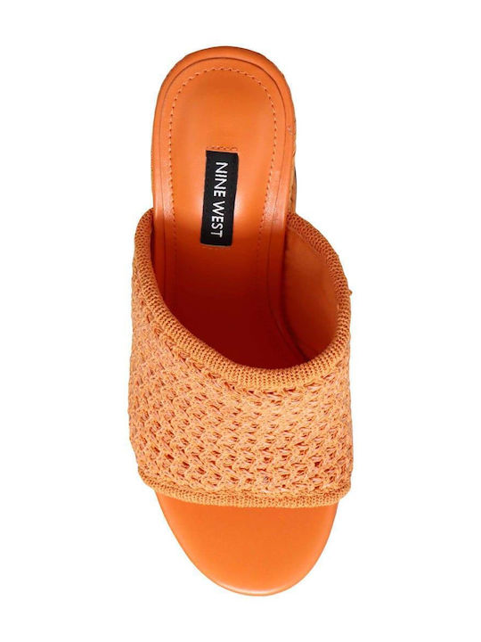 Fefee 2 Mules mit Chunky Hoch Absatz in Orange Farbe