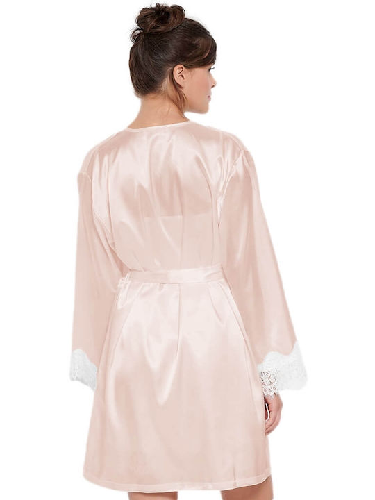 Jeannette Lingerie Sommer Damen Satin Robe Rosa