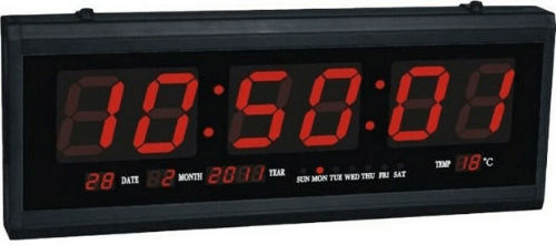 Factory Wanduhr Digital Kunststoff Schwarz 48x18cm