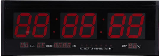 Factory Wall Clock Digital Plastic Black 48x18cm Factory Wall Clock Digital Plastic Black 48x18cm