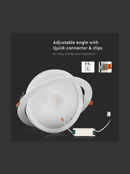 V-TAC Στρογγυλό Χωνευτό LED Panel 20W με Ρυθμιζόμενο Λευκό Φως