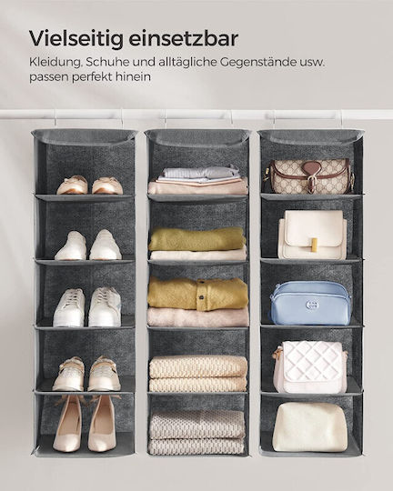 Songmics Fabric Hanging Storage Case For Clothes in Gray Color 30x30x90cm 1pcs
