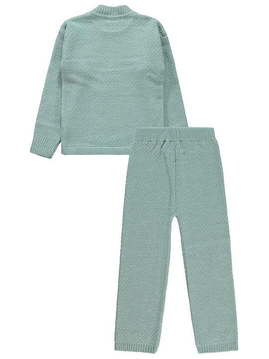 Children's set of knitted pants mint blouse for girls