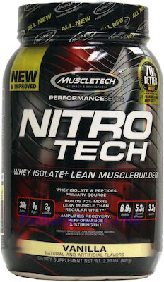 MuscleTech Nitro Tech 100% Whey Gold Суроватъчна Протеин без глутен с Вкус на Ванилов крем 908гр