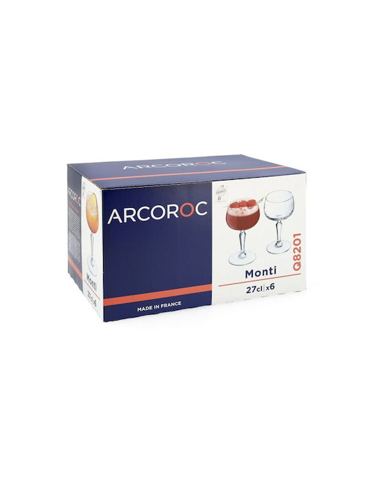 Arcoroc Monti Set Gläser Cocktail/Trinken aus Glas Mit Stiel 270ml 6Stück