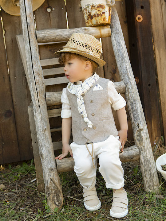 Bambolino Baptism Suit for Boys Kylian Beige 5 Pieces