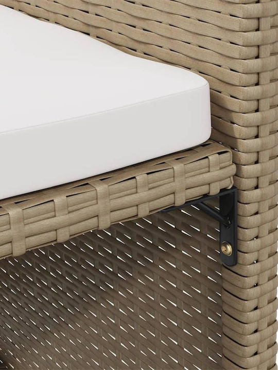 Fotoliu de exterior Rattan Bej cu pernă 2buc 52x56x85cm