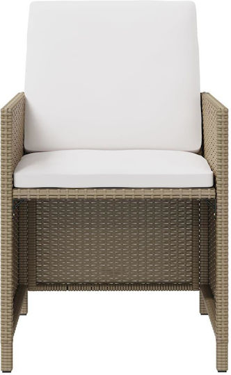 Outdoor-Sessel Rattan Beige mit Kissen 2Stück 52x56x85εκ.
