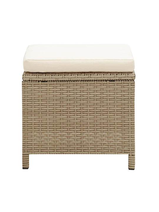 Fotoliu de exterior Rattan Bej cu pernă 2buc 52x56x85cm