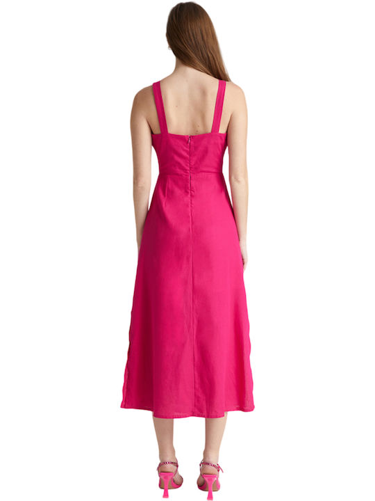 4tailors Rochii de vară pentru femei Midi Rochie Fuchsia