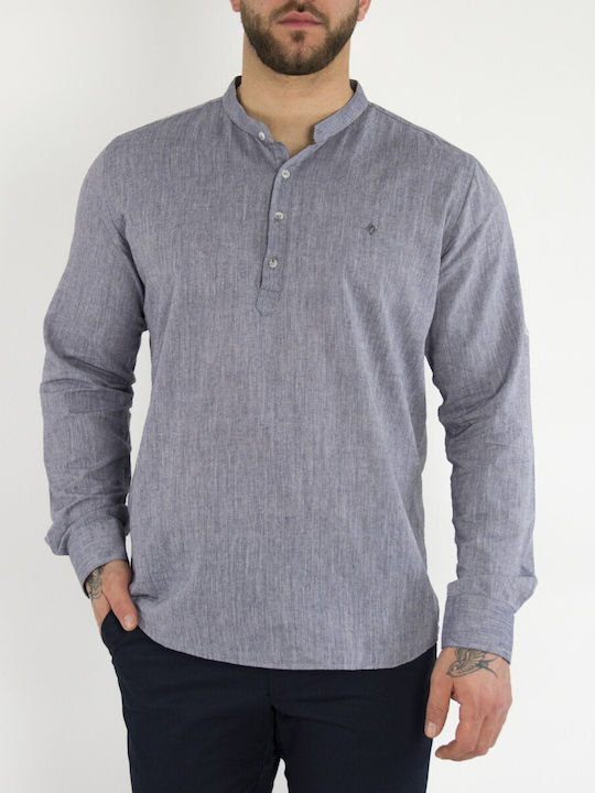 Men's grey cotton shirt with mao collar SL151G