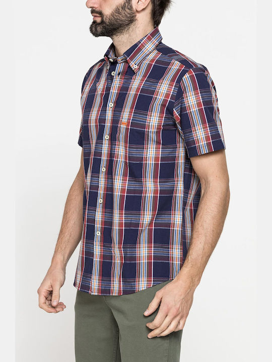 Plaid short-sleeved shirt - CARRERA (Blue Red) 213C-1230A