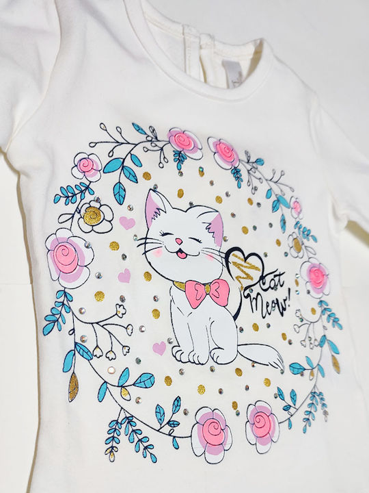 Baby Bluse weiß Katze miau weiß für Mädchen (6-12 Monate)