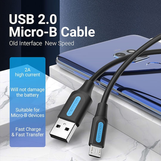 Vention Regular USB 2.0 spre micro USB Cablu Negru 0.25m (COLBC) 1buc