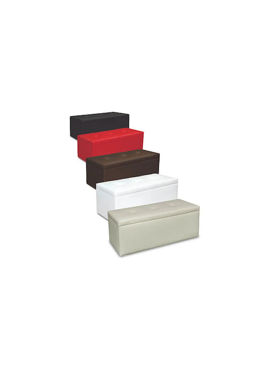 Stool Bench Stool With Storage Space Upholstered with Leatherette Praktik White 100x35x39cm