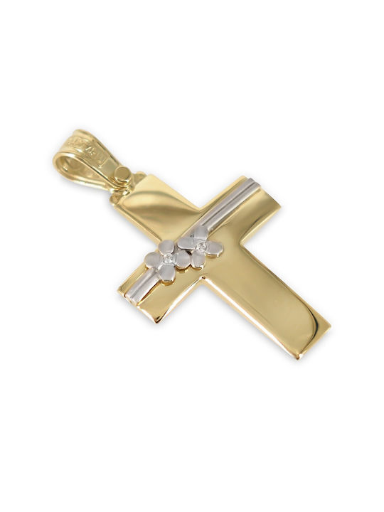 Women's Cross VITOPOULOS Yellow-White Gold K14 With Zircon