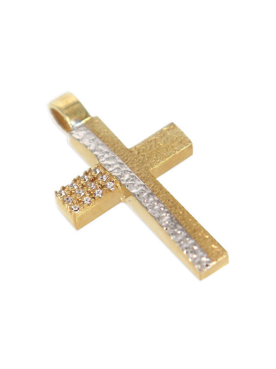 Women's Cross VITOPOULOS Yellow-White Gold K14 With Zircon