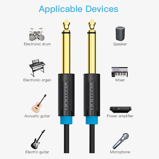 Vention Cable 6.3mm male - 6.3mm male 3m (BAABI)