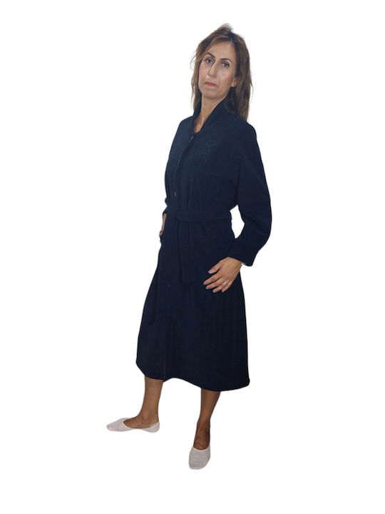 Women's Fleece Robe with buttoned MAO collar classic