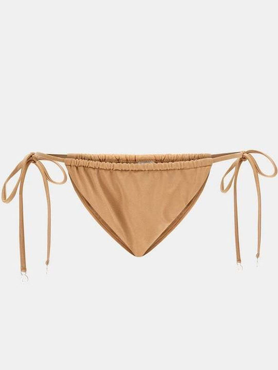 Bikini Inferioare Brazilia Cu Dantelă Auriu