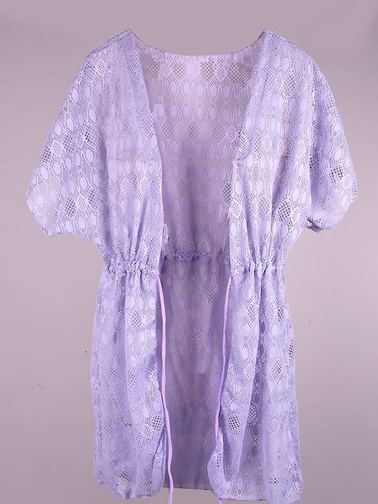 Women's short kimono short perforated Purple