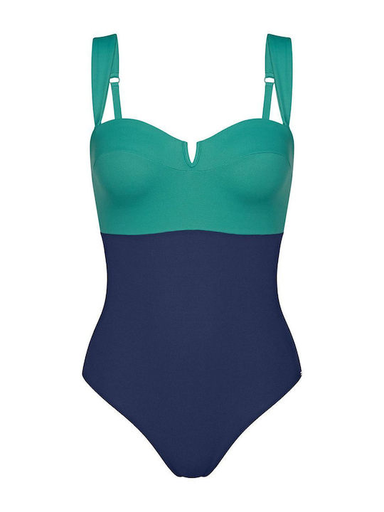 Glow OPD Costum De Baie Întreg Turcoaz Cu Burete