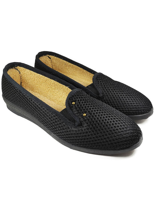 Greek Closed Fabric Slippers ZAK PB06 Black