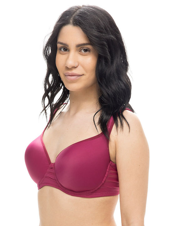 Women's bra with underwire and light padding (C Cup)-34-8050c Bordeaux