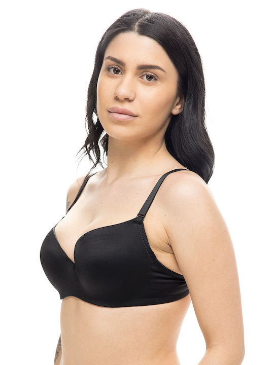 Women's underwire bra with detachable straps (B Cup)-33-6010c Black