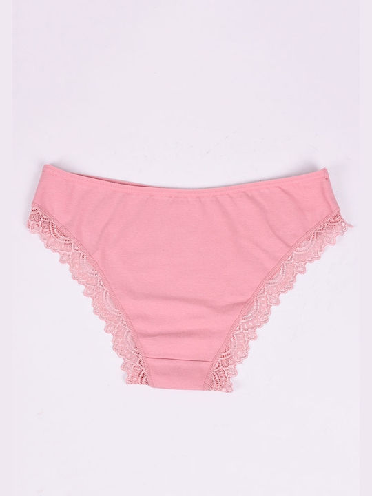 Women's cotton slip with lace Pink Pink