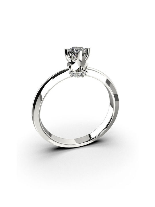 18K white gold solitaire ring with diamond 0.21ct VS2 F