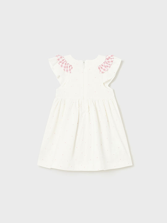 Mayoral Kids Dress Polka Dot Short Sleeve White