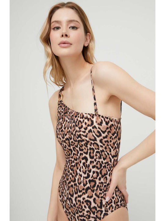 Costum De Baie Întreg Cu Pe Un Umăr Animal Print Animal Print