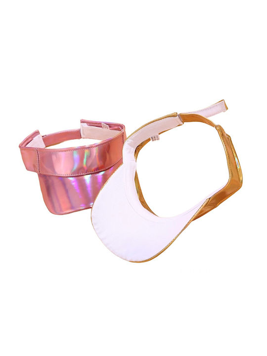 WOMEN'S SUMMER CAP VISOR HAT TYPE TENNIS PINK IRIDESCENT HOLOGRAPHIC