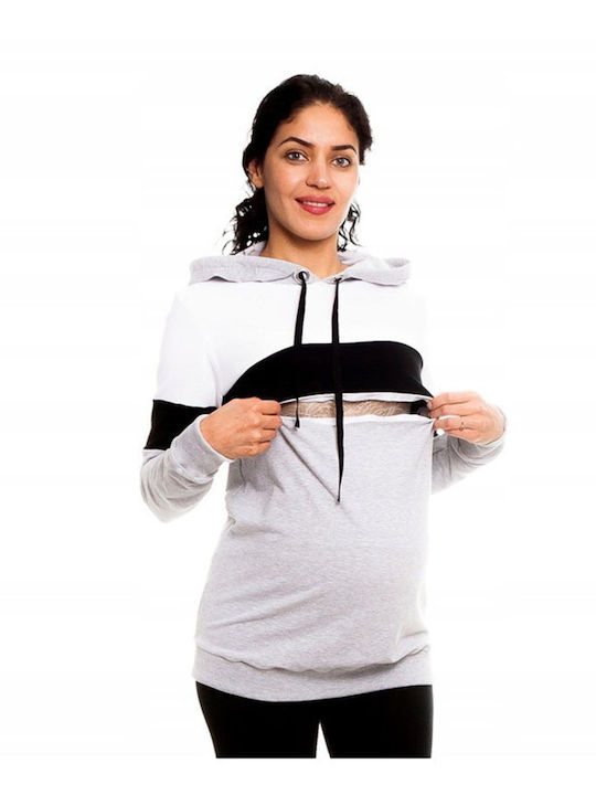 Μπλούζα φούτερ εγκυμοσύνης και θηλασμού λευκό-μαύρο 'IVET'