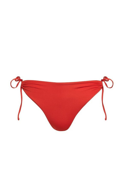 Blu4u Fashion Solids Bikini Brazil with Ties Red