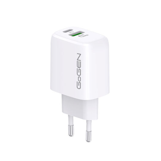 GoGEN Φορτιστής Χωρίς Καλώδιο με Θύρα USB-A και Θύρα USB-C 20W Power Delivery Λευκός (ACHPDQ220)