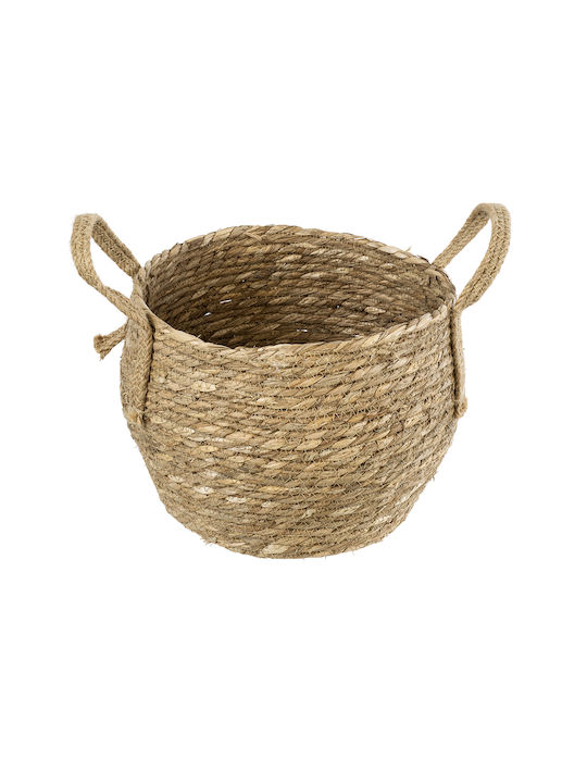 GloboStar PAROS Übertopf Korbweide Beige mit Gestell 24x24x19εκ.