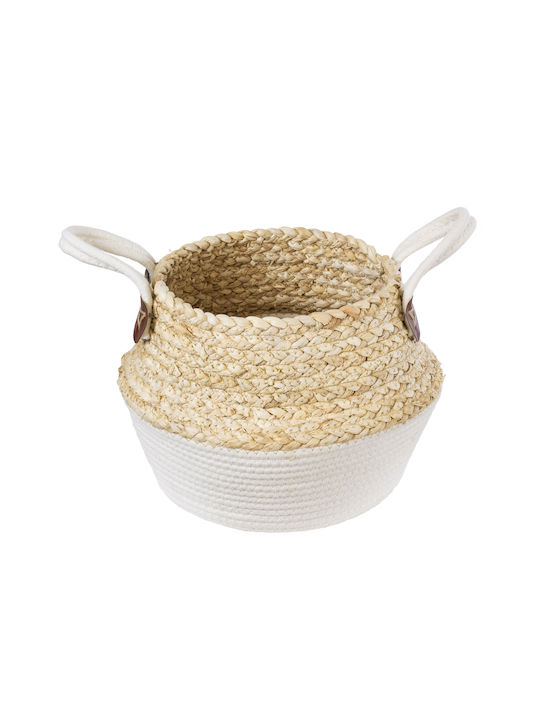 GloboStar KIMOLOS Planter Wicker White with Stand 22x22x26cm.