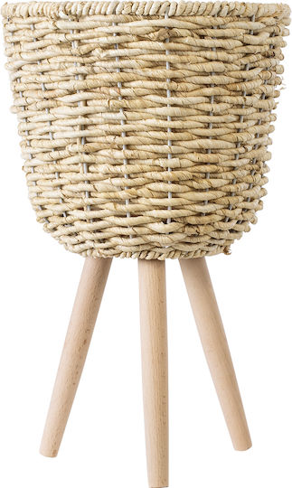 GloboStar Artificial Garden Limnos Planter Wicker Beige with Stand 26x26x42cm.